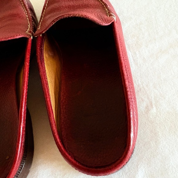 Vintage Y2K Cole Haan Country Red Leather Loafer Mules Slip On‎ Women Size 6 - Picture 6 of 12